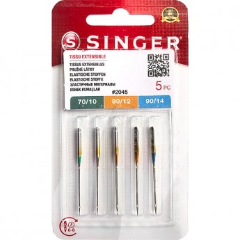 Иглы SINGER для эластичных материалов №70-90 2045 (846) 130/705H-S 5шт Иглы SINGER для эластичных материалов №70-90 2045 (846) 130/705H-S 5шт