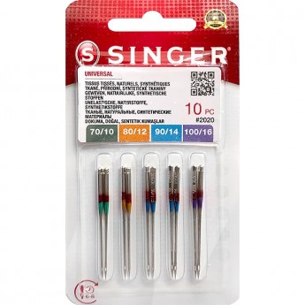Иглы SINGER универсальные №70-100 2020 (823) 130/705H 10шт Иглы SINGER универсальные №70-100 2020 (823) 130/705H 10шт