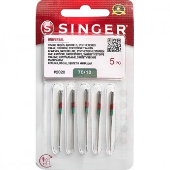 Иглы SINGER универсальные №70 2020 (800) 130/705H 5шт Иглы SINGER универсальные №70 2020 (800) 130/705H 5шт